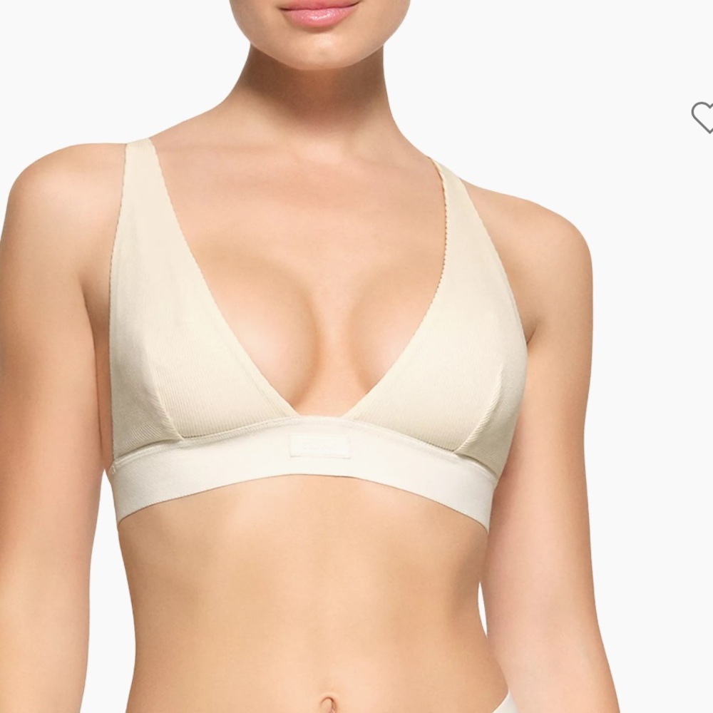 NWT Skims Plunge Cotton Bralette in Bone